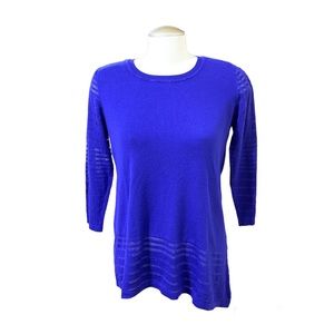Peck & Peck Royal Blue Asymmetrical Knit Tunic Sweater Size Small